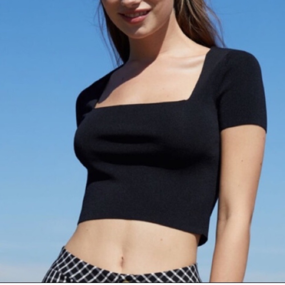 PACSUN Lottie Moss Square Neck Ribbed Crop Top Small Size